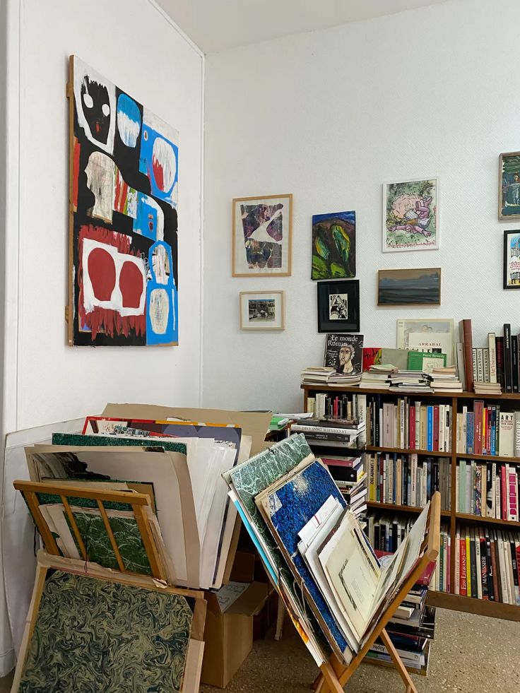 Michael Beckner's studio — paintings and books